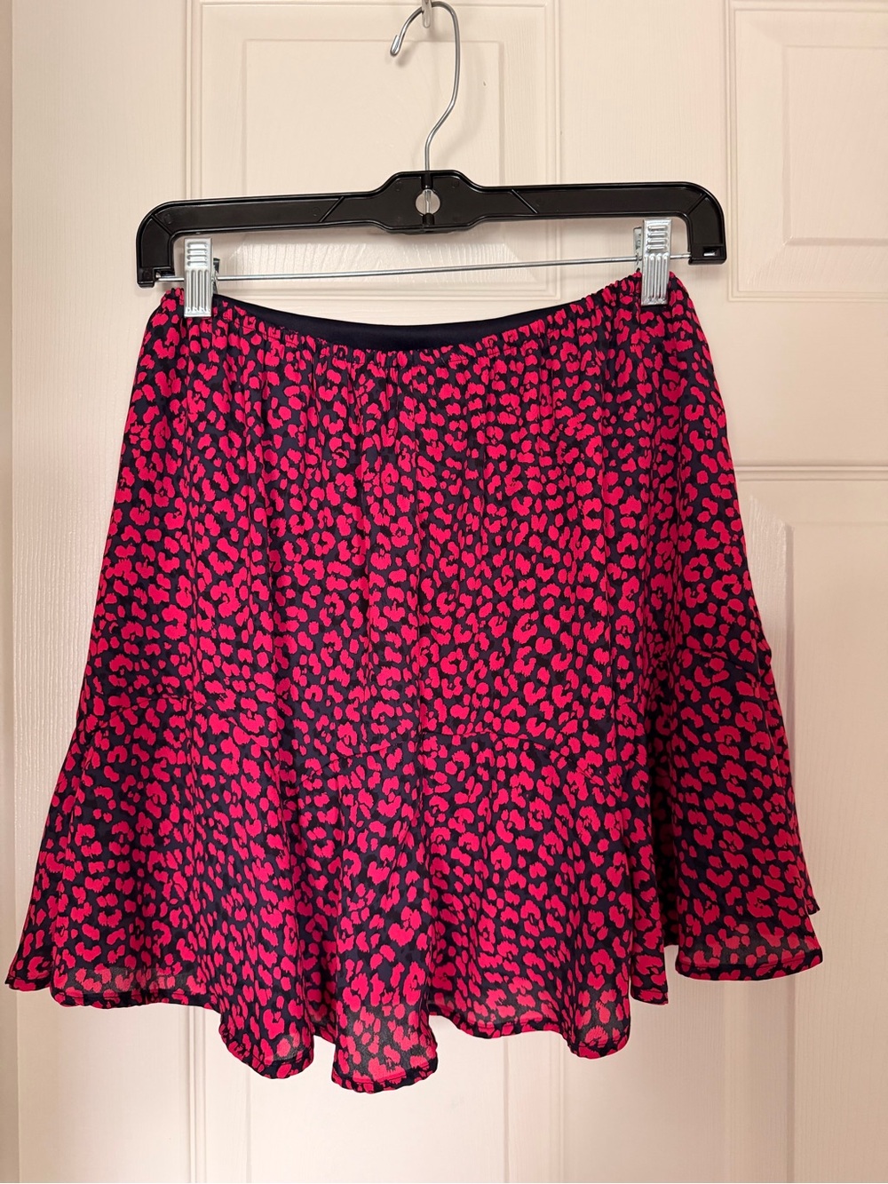 Franchesca’s Mi Ami Hot Pink & Black animal Print Mini Skirt with flounces S